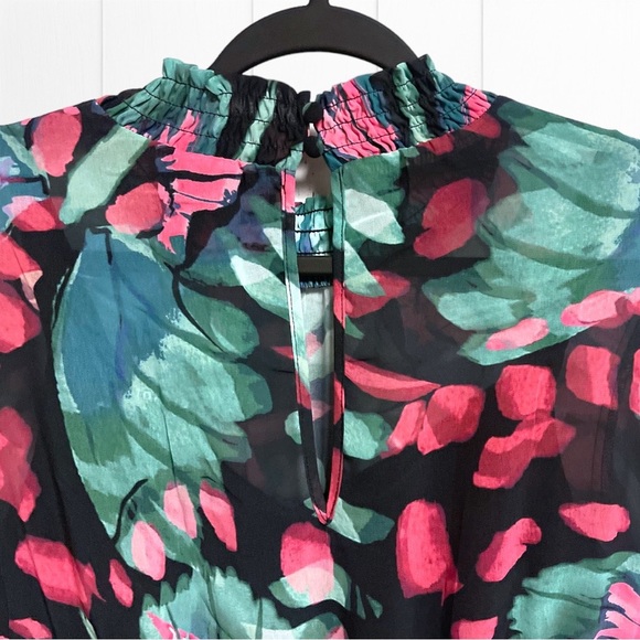 Torrid Butterfly Floral Print Midi Chiffon Mock Neck Skater Dress Size 1 1XL NWT - Picture 7 of 13